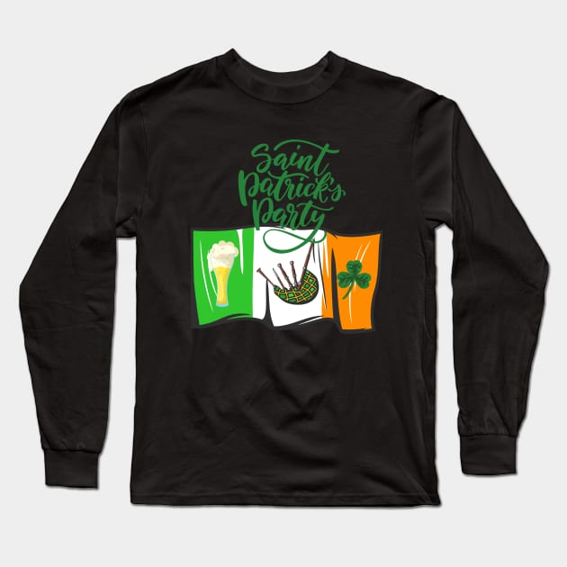 Enjoy the Saint Patrick's Day, with all Irish symbols on your shirt! Long Sleeve T-Shirt by UnCoverDesign